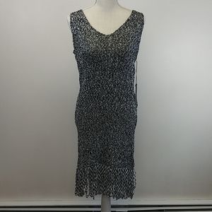 NWT BCBGMaxazria Black and White Crochet Fringe Dress